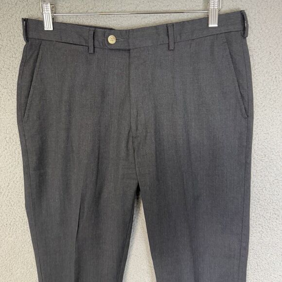 S Peter Millar Pants Mens 33x31 Grey Flat Front Dress Straight Wool Office Work - Picture 2 of 9